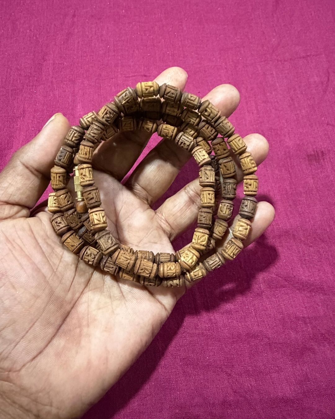 2 round brown radha name beads tulsi mala for traditional devotional wear and Radha bhakti
