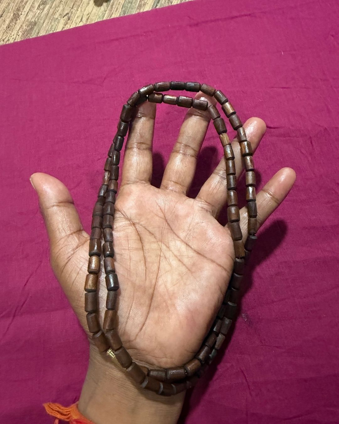 Original 2 Round Black Tulsi Kanthi Mala with Cylindrical Beads for traditional devotional wear