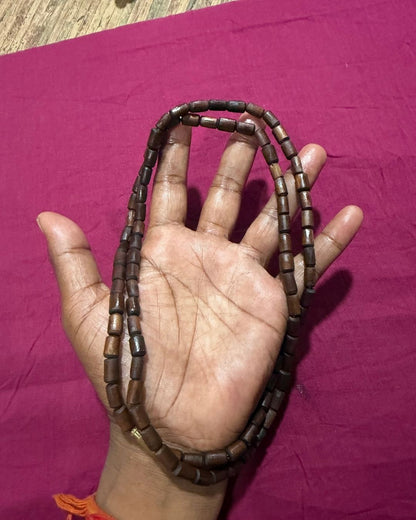 Original 2 Round Black Tulsi Kanthi Mala with Cylindrical Beads for traditional devotional wear