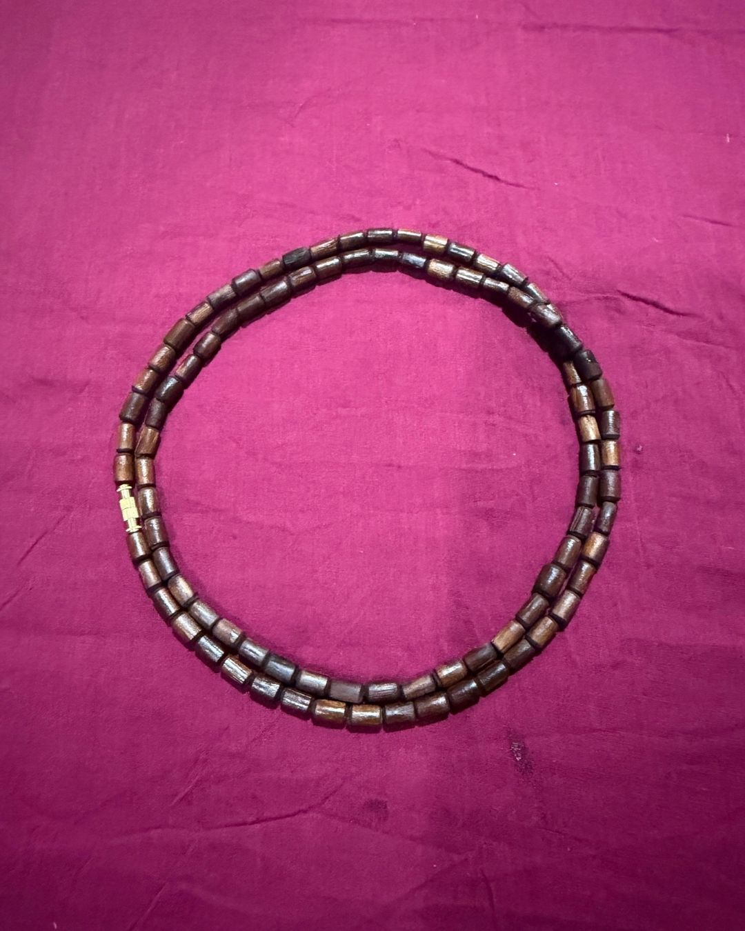 Original 2 Round Black Tulsi Kanthi Mala with Cylindrical Beads in a traditional two round design