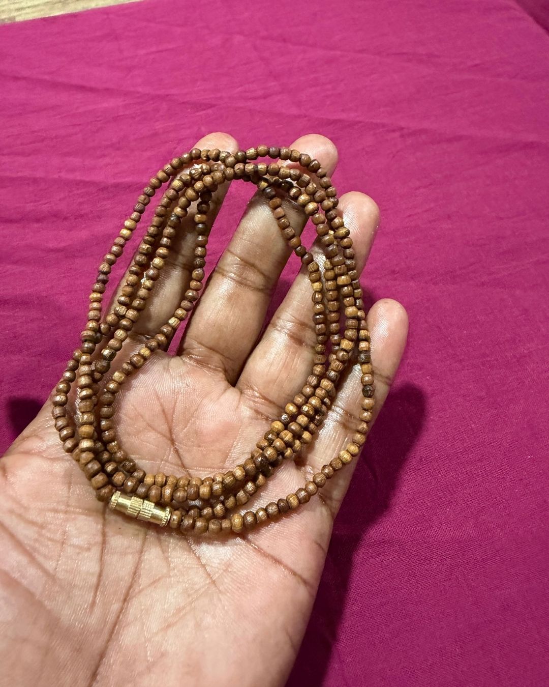 Original 2 Round Brown Tulsi Kanthi Mala with Round Beads for daily devotional wear and bhakti