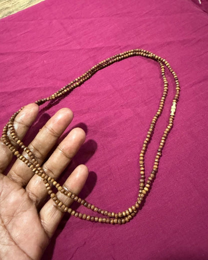 Original 2 Round Brown Tulsi Kanthi Mala with Round Beads in a traditional neckwear style