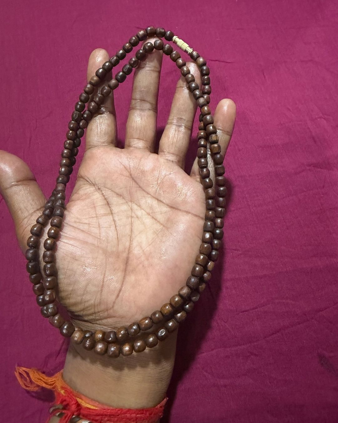 Original 2 round Dark Brown Tulsi Mala with Round Beads for traditional devotional wear and bhakti