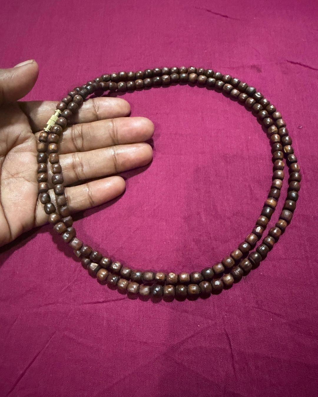 Original 2 round Dark Brown Tulsi Mala with Round Beads for devotees who prefer traditional Tulsi neckwear