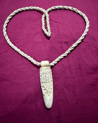 3 Layer Tulsi Mala with Radha Hand carved Pendant and natural Tulsi beads