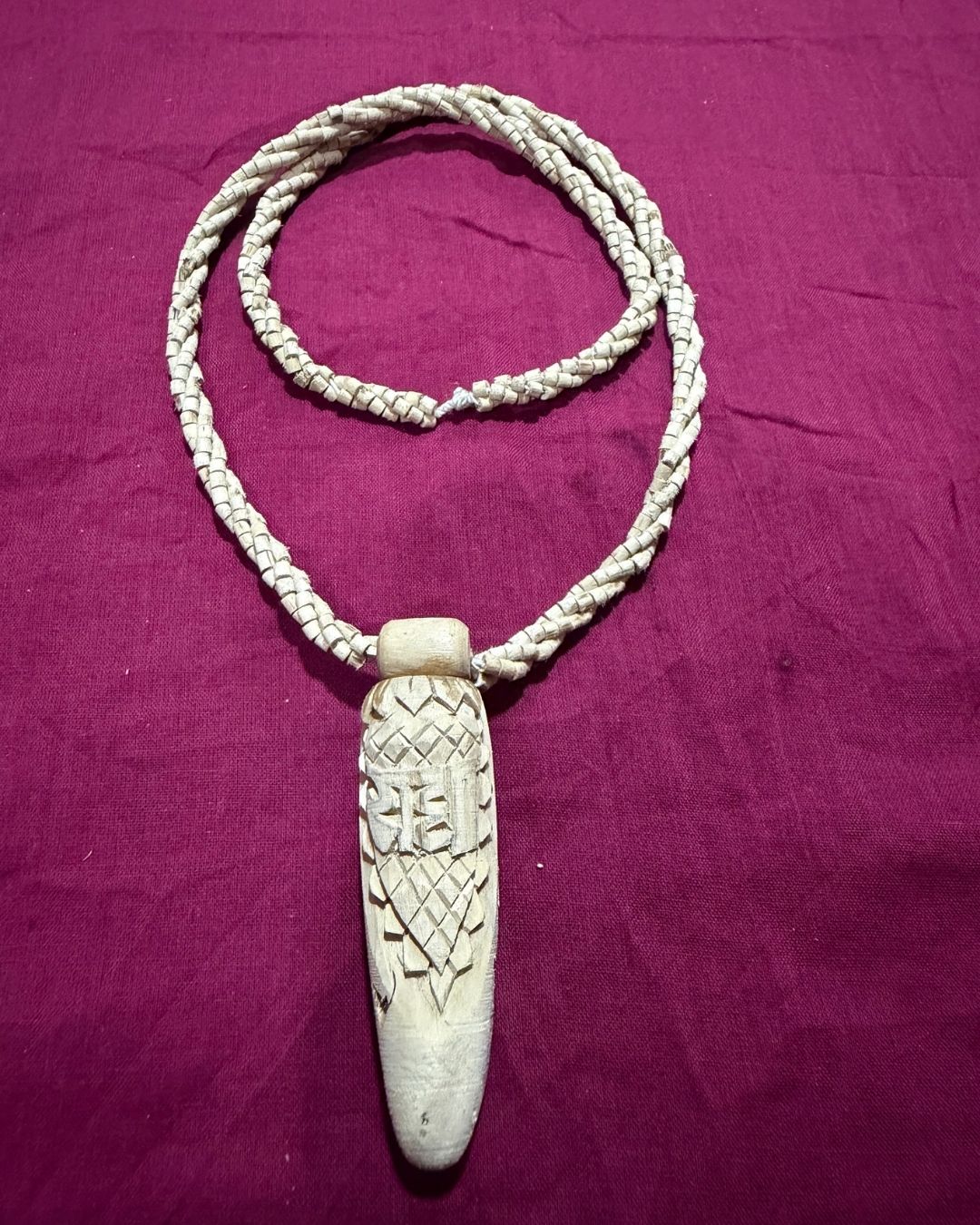 Original 3 Layer Tulsi Mala with Radha Hand carved Pendant front view