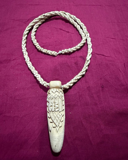 Original 3 Layer Tulsi Mala with Radha Hand carved Pendant front view