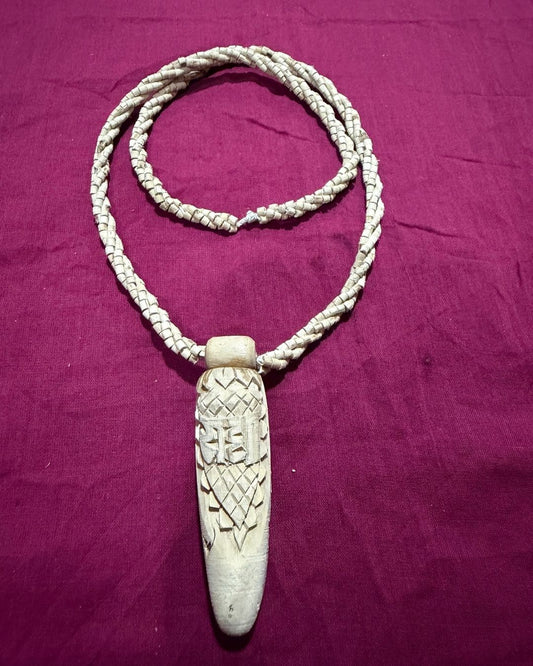 Original 3 Layer Tulsi Mala with Radha Hand carved Pendant front view