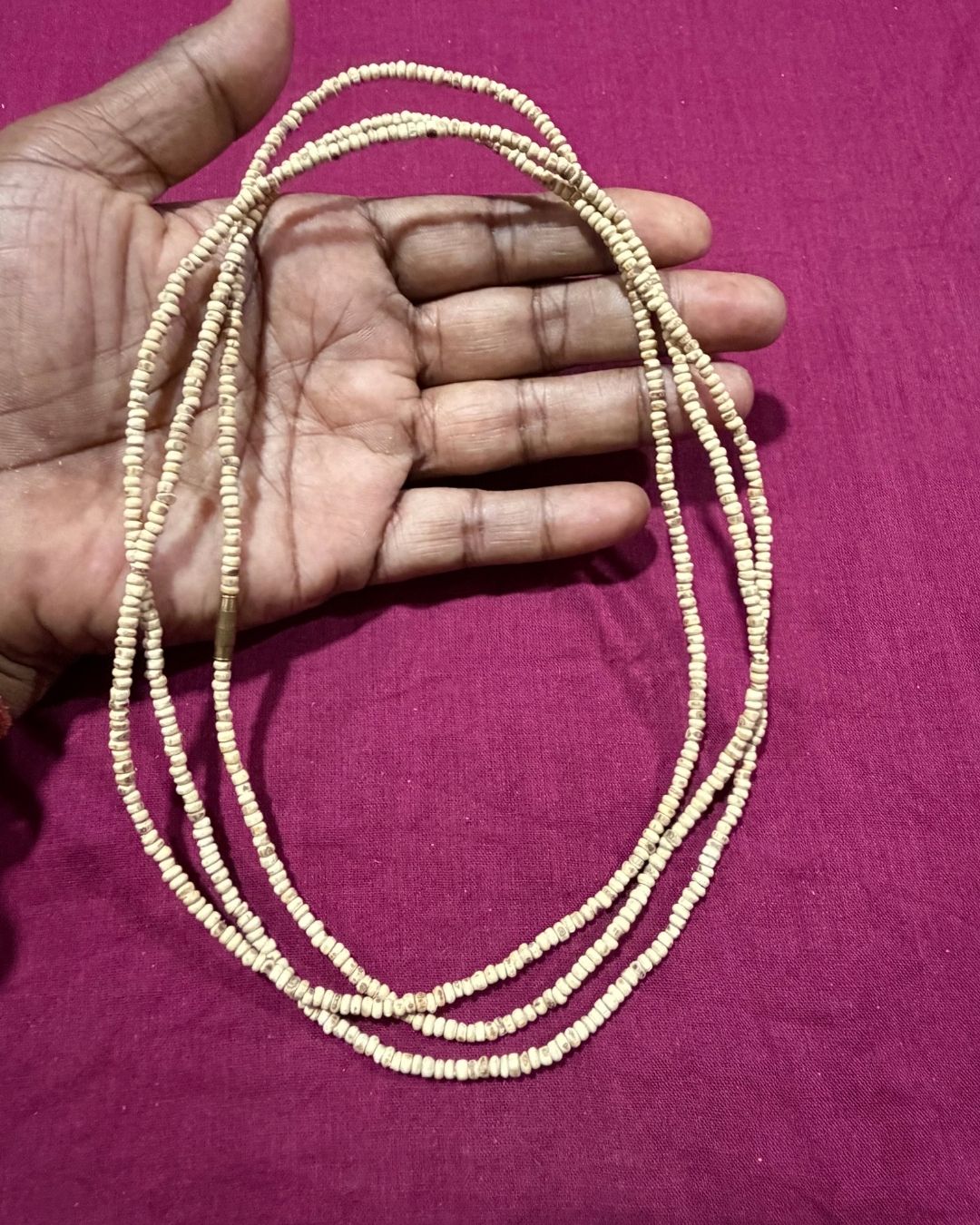 Original 3 Round Small Beads Tulsi Kanthi Mala with a traditional style for Krishna bhakti