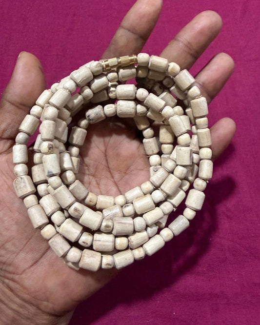 Original 3 Round Tulsi Kanthi Mala with Round and Cylindrical Beads in a traditional Tulsi wood design